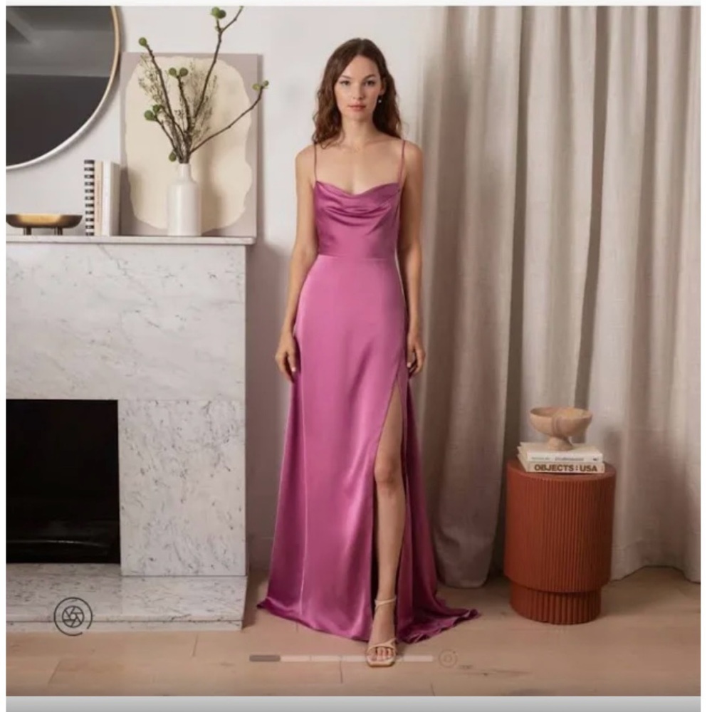 Fame & Partners Rosabel cowelneck spaghetti-strap dress: PINK